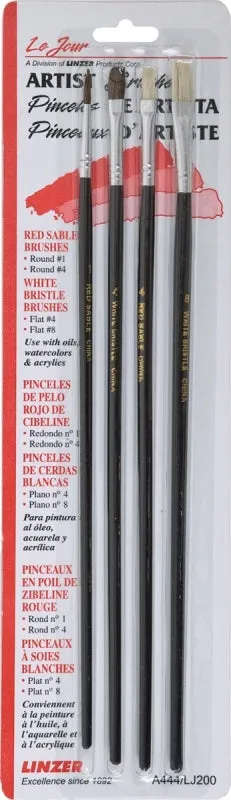 Linzer A444 Artist Paint Brush Set, Wood Handle, 4/CD :CD  4: QUANTITY: 1