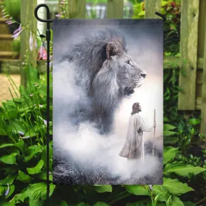 Lion And Jesus Flag - Christian's Flag - Garden Decor - Garden Flag Stand - Christian Gift - Ciaocustom