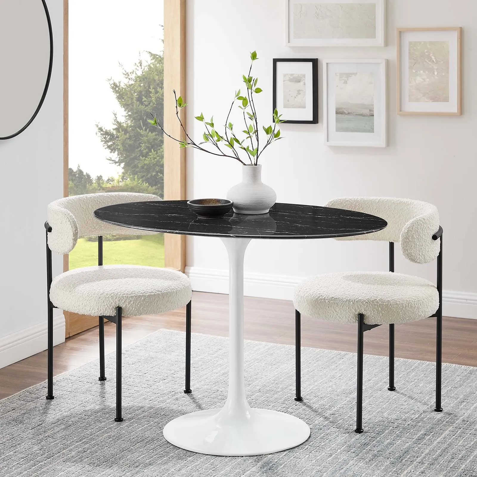 Lippa 42" Oval Artificial Marble Dining Table