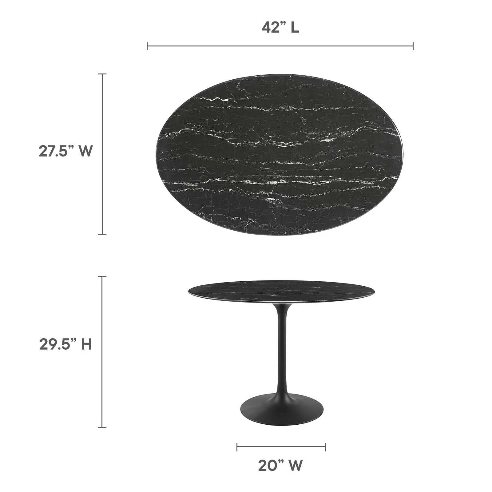 Lippa 42" Oval Artificial Marble Dining Table