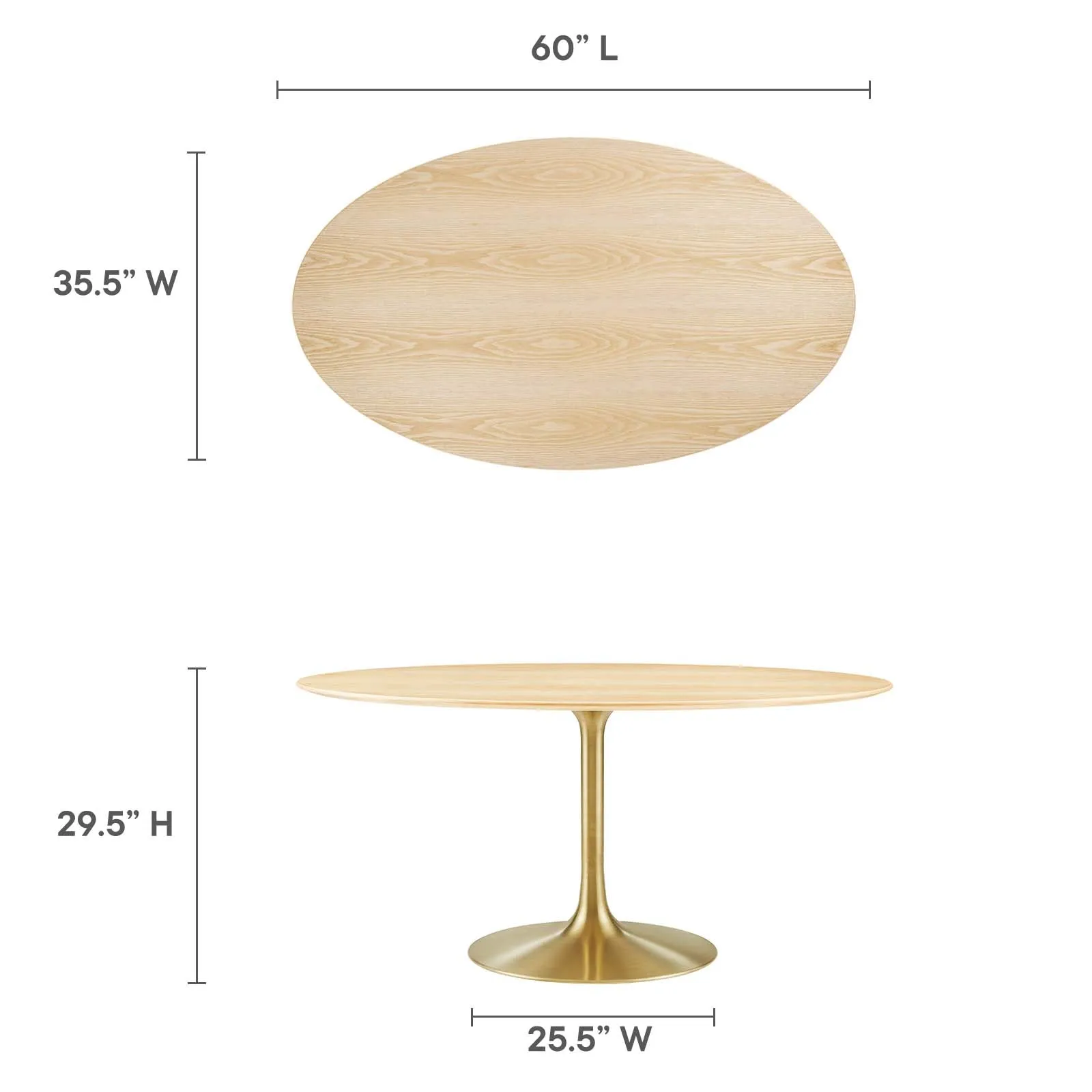 Lippa 60" Oval Wood Grain Dining Table