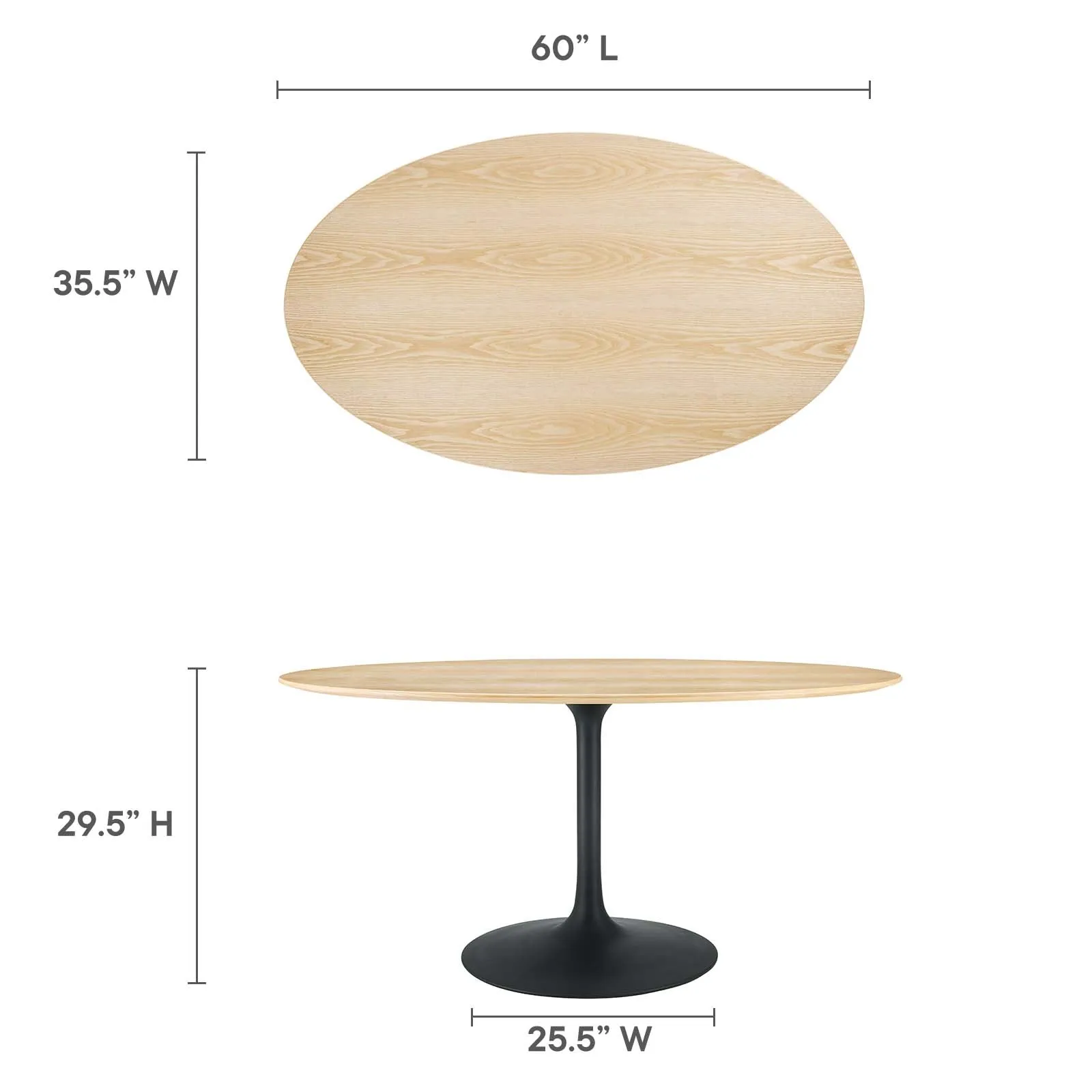 Lippa 60" Oval Wood Grain Dining Table