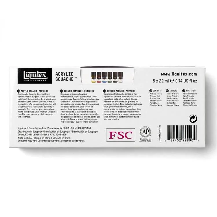 Liquitex Professional Acrylic Gouache Primary Set 6 x 22ml