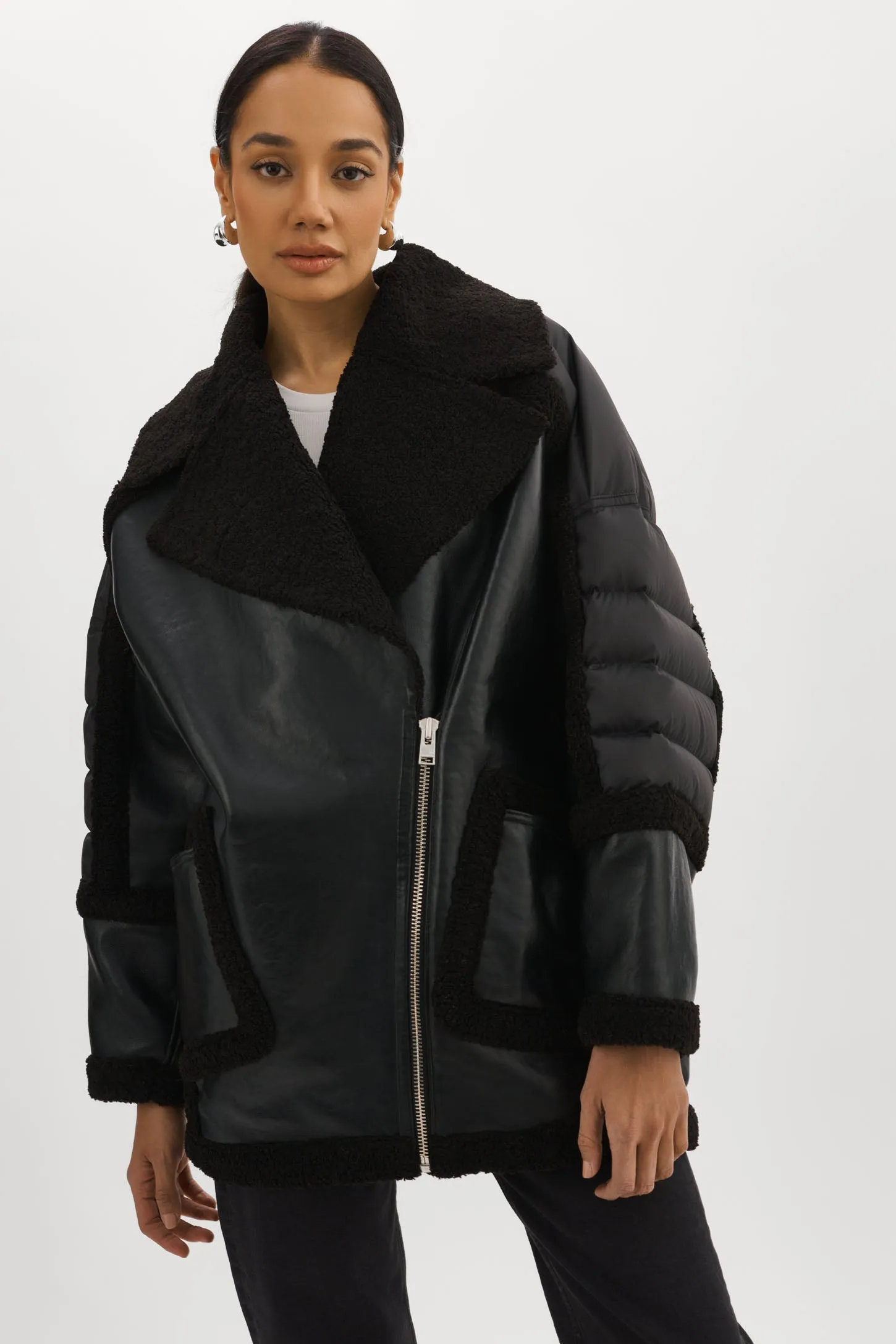 LISA | Oversized Mixed Media Cocoon Jacket