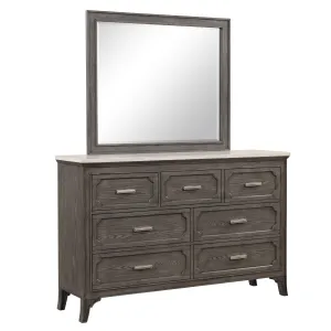 Lisbon - 2 Piece Dresser & Mirror Set - Gray