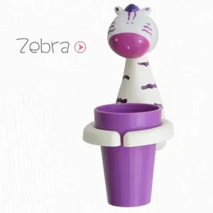 Little Angel - Kids Cute Animal Toothbrush & Cup Holder (Zebra)