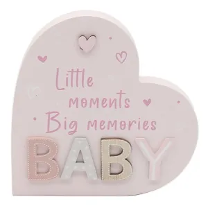 Little Angels 15cm Stand Heart Plaque Pink