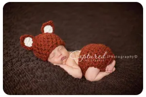 Little Fox Hat Diaper Cover Set Newborn Baby