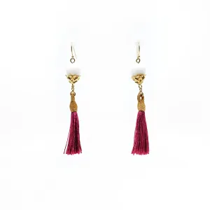 Little Lotus Silk Tassel Earrings - Velvet