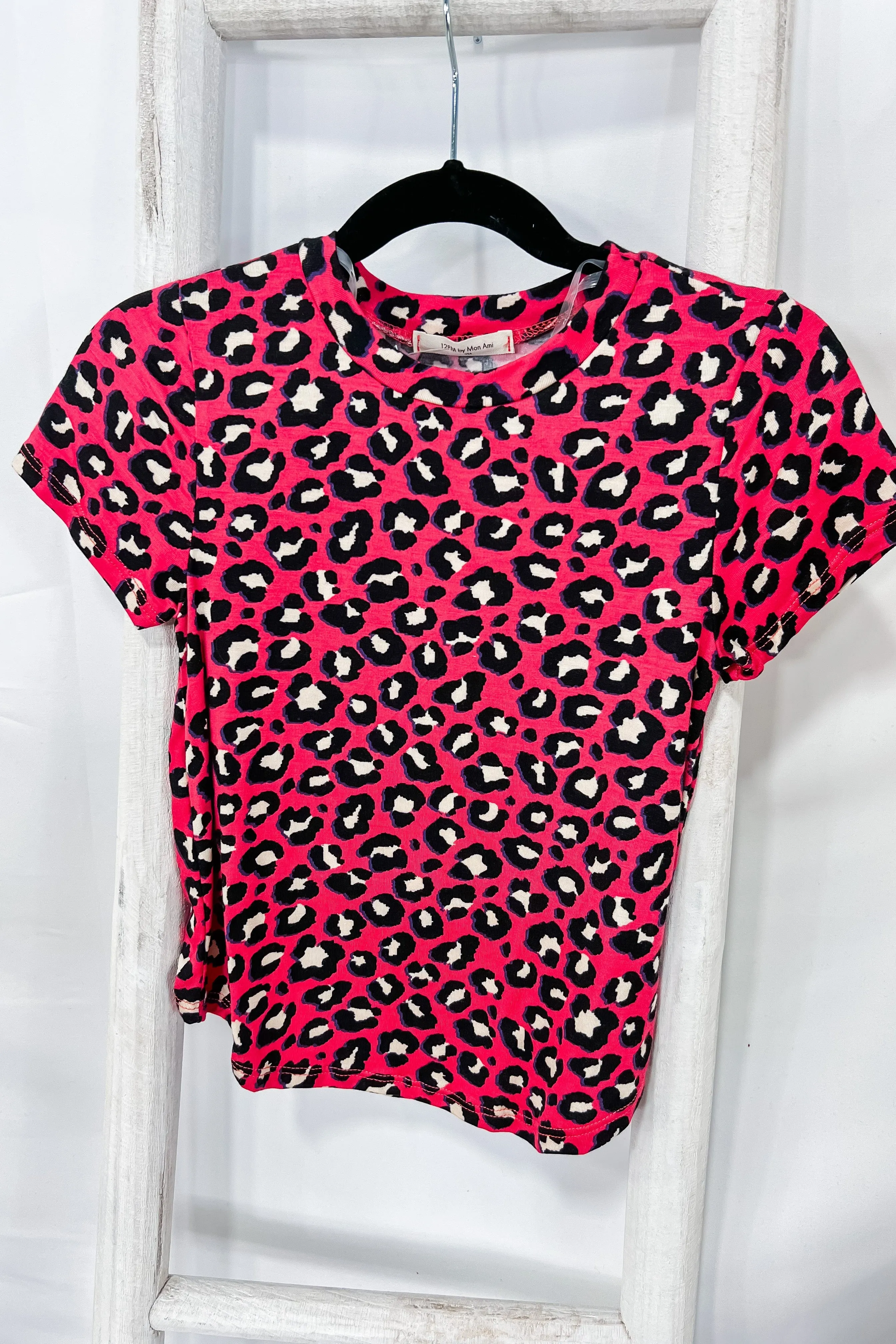 Little Miss- Kids Dark Pink Leopard Top