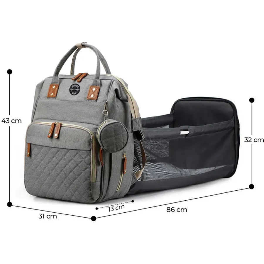 Little Story Diaper Bag with Pacifier Pouch (Grey)