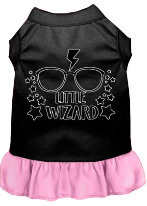 Little Wizard Screen Print Dog Dress Black With Light Pink Sm (10)