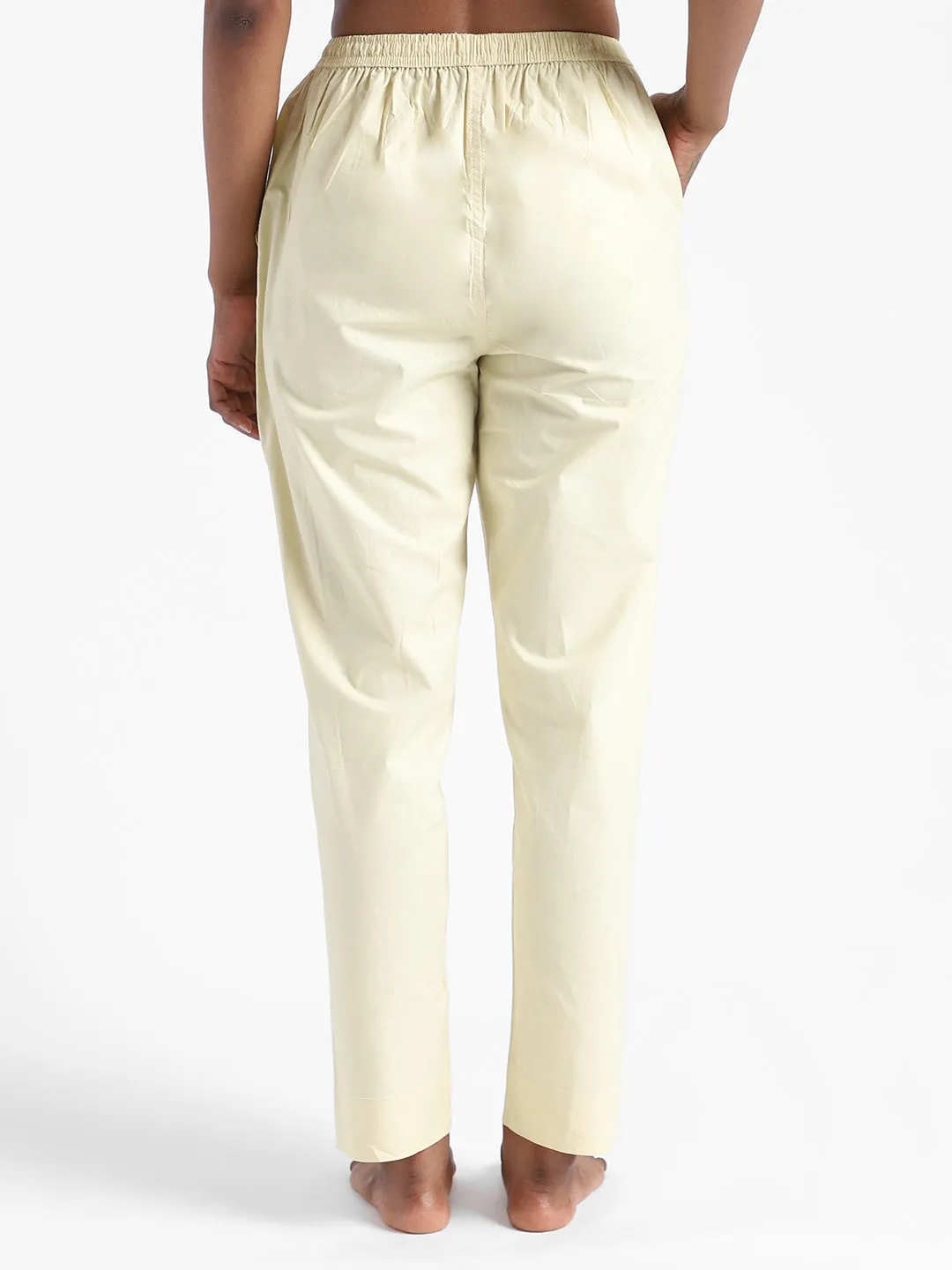 LivBio Women's Pants | Lemon Yellow | 100% Organic Cotton | Naturally Dyed Trousers | Slim Fit