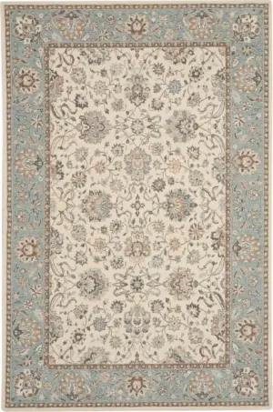 Living Treasures LI16 Ivory/Aqua Rug