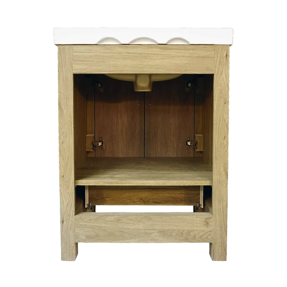 Livorno 24" W x 19" D x 33" H Vanity With Ceramic Vanity Top in Woodgrain Finish