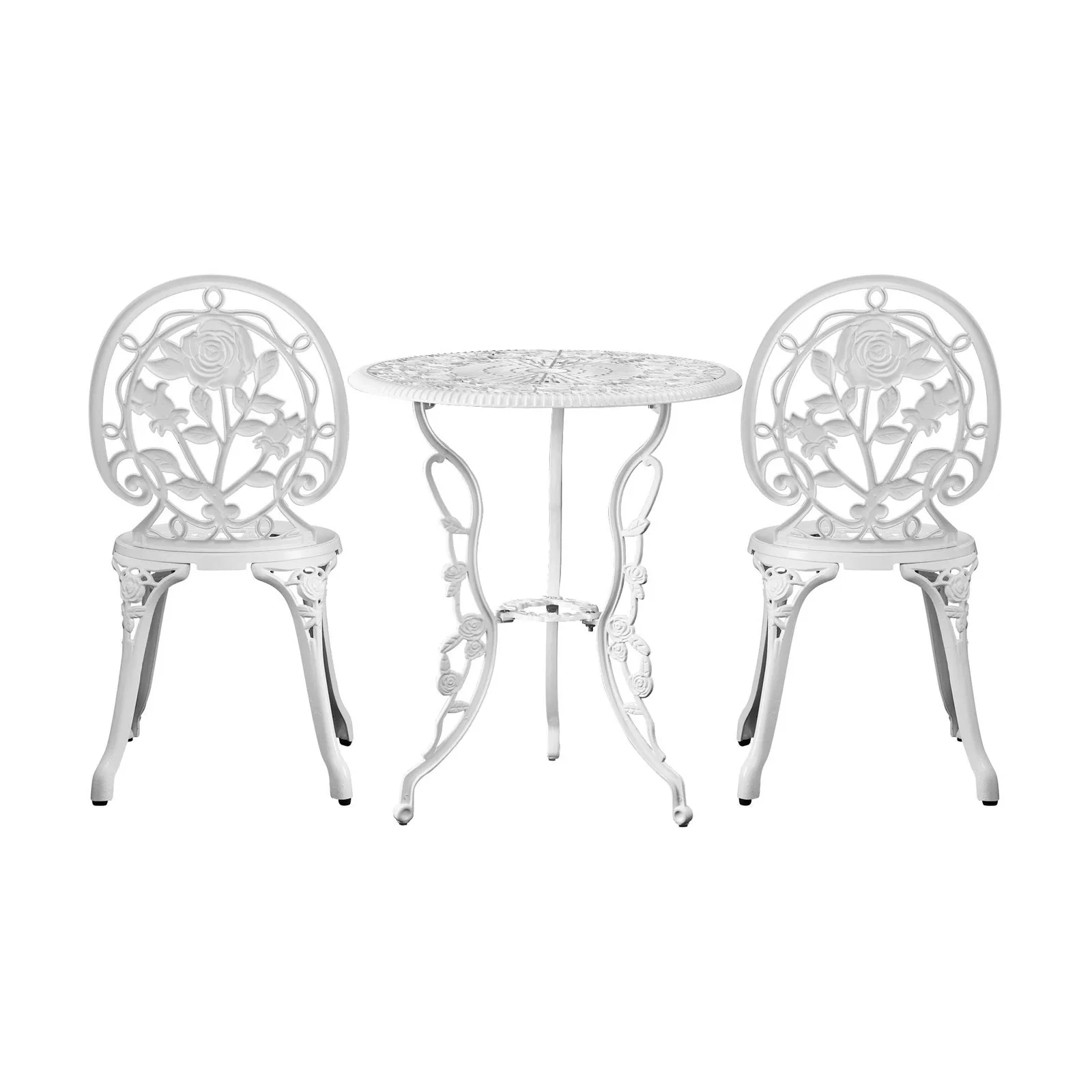 Livsip Outdoor Setting 3 Piece Bistro Chairs Table Set Cast Aluminum Patio Rose