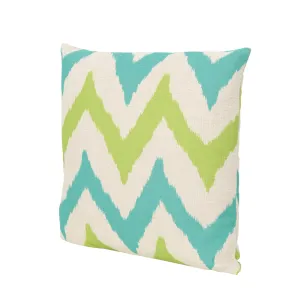 Liz Outdoor Water Resistant 18-inch Square Pillow, Teal / Green Chevron