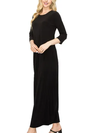 Liza's Long Modest Maxi Layering Dress Black Misses & Plus Sizes