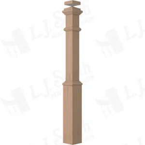 LJ-4391 - Plain Panel Traditional Box Newel w/ Interchangeable Cap 5-1/2" Square x 56"