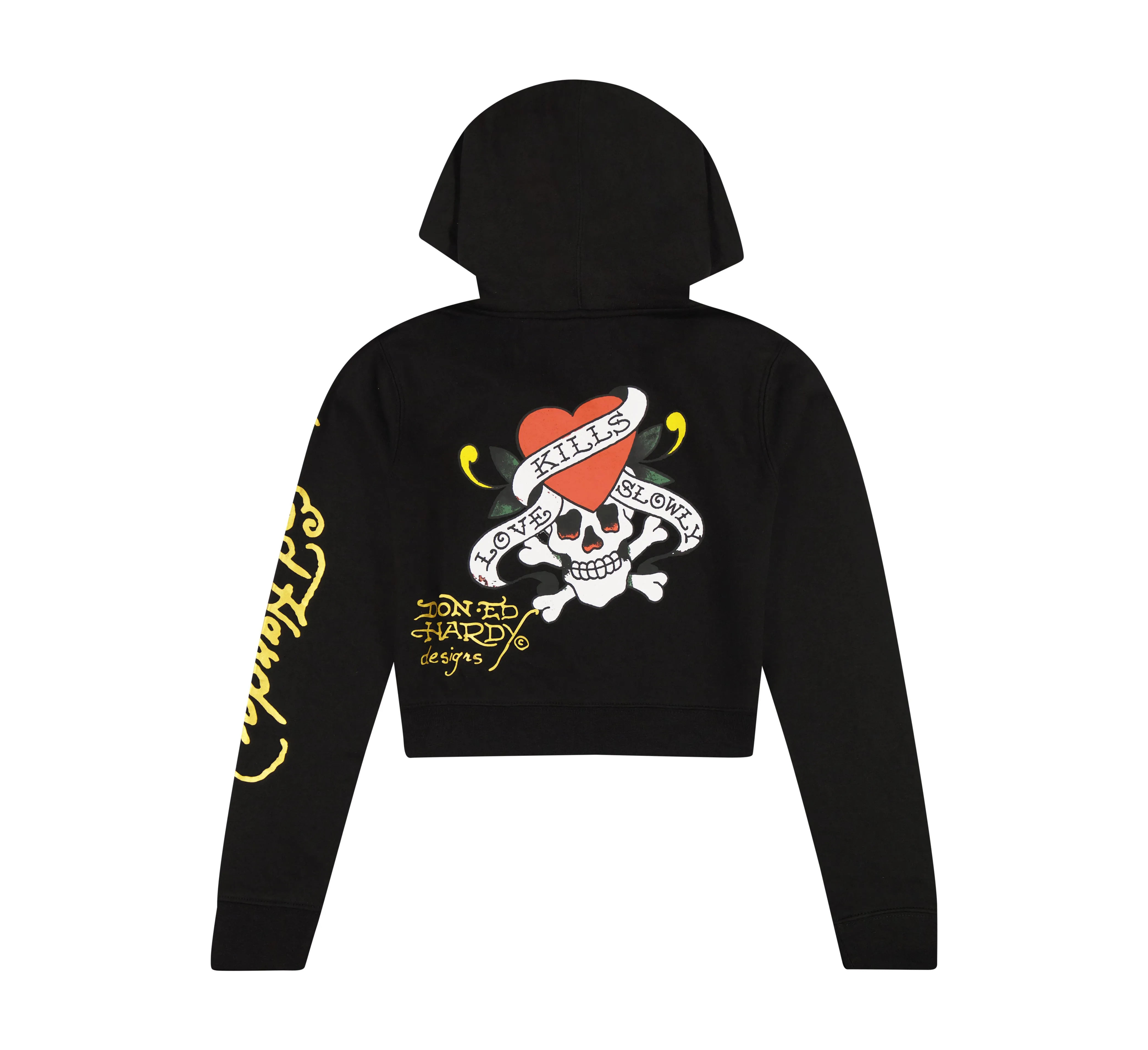 LKS Skull Black Zip Front Cropped Hoodie