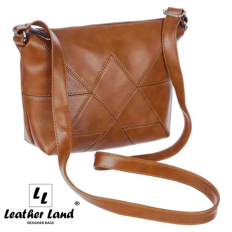 LL LEATHER LAND DESIGNER BAGS Unisex Adult Sling Bag - SLG_90 ( Tan)