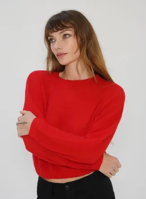 LNA La Costa Semi Sheer Red Sweater