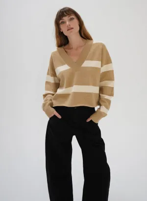 LNA Morjana Sweater in Camel Stripe