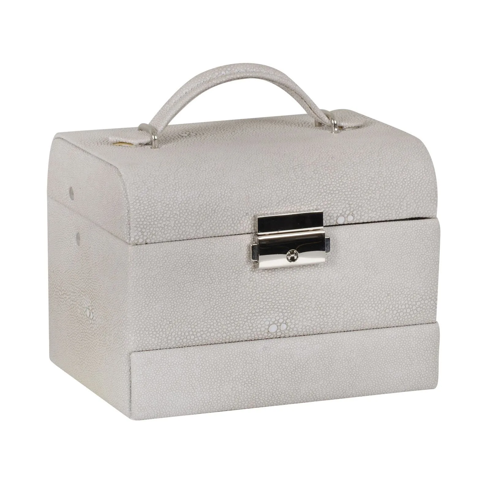 Lockable Faux Leather Jewellery Box With Three Drawers