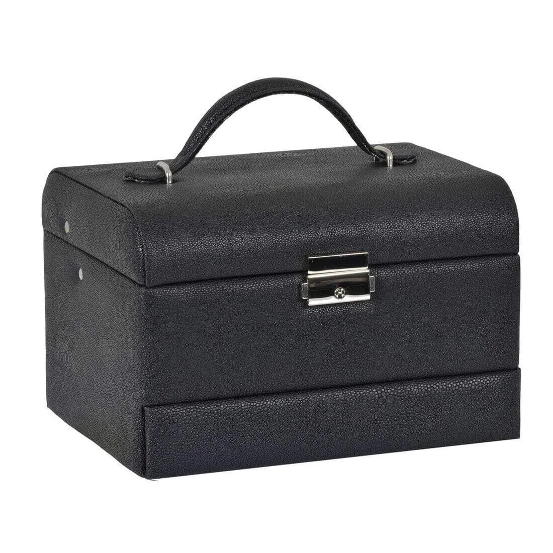 Lockable Faux Leather Jewellery Box With Three Drawers