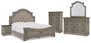 Lodenbay California King Panel Bed with Mirrored Dresser, Chest and Nightstand