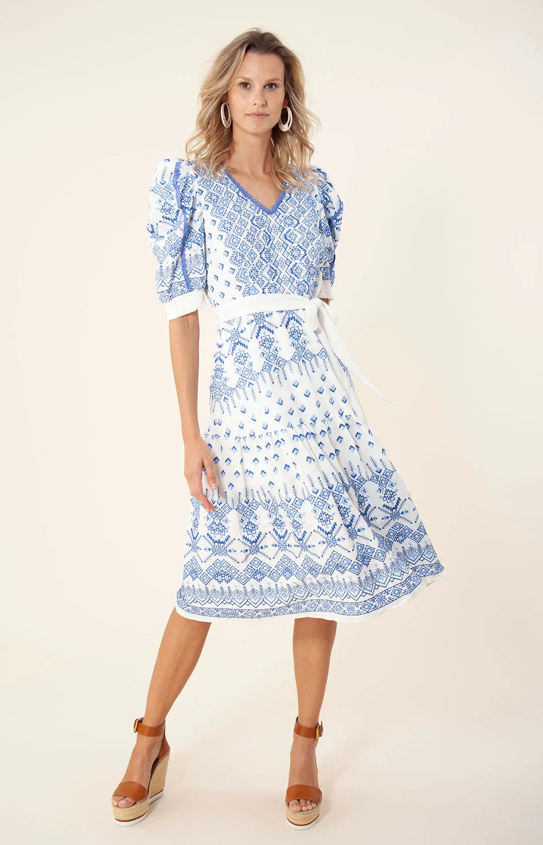 Logan Embroidered Midi Dress