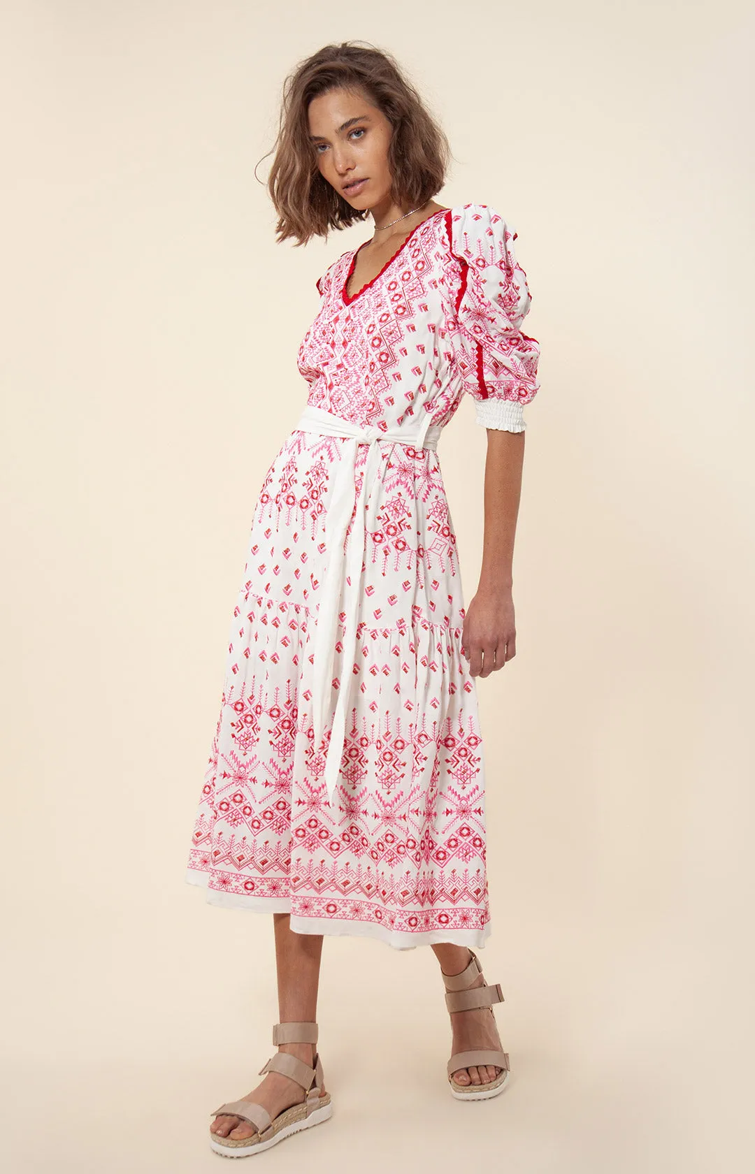 Logan Embroidered Midi Dress