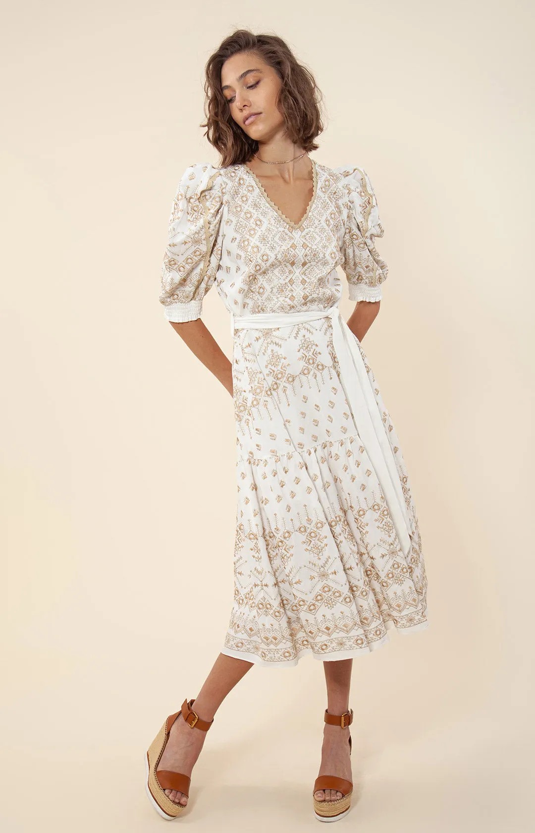 Logan Embroidered Midi Dress