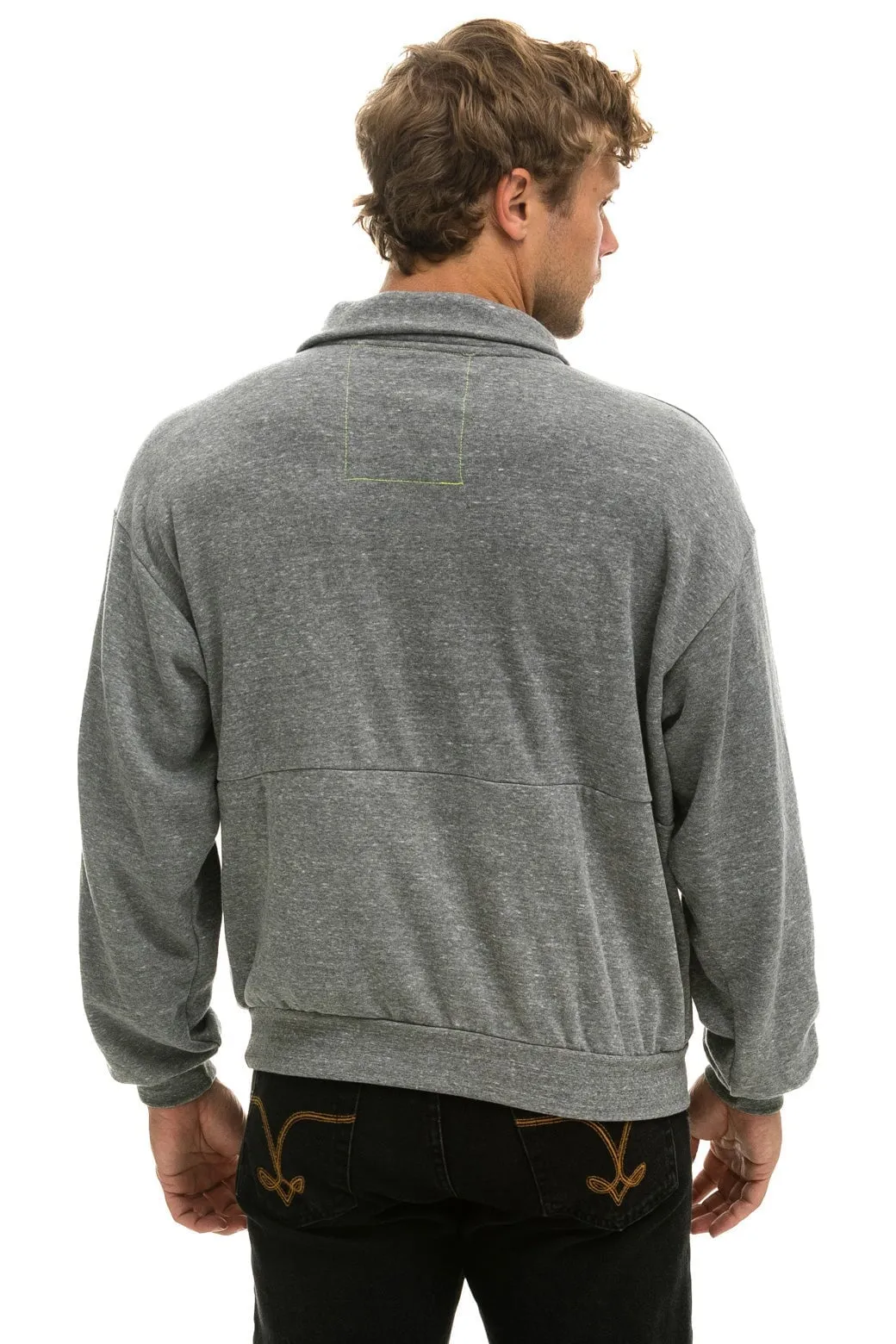 LOGO EMBROIDERY HALF ZIP SWEATSHIRT - HEATHER GREY