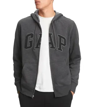 Logo Zip Hoodie New Charcoal Gray