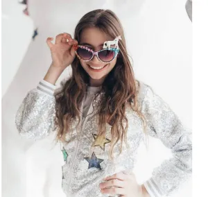 Lola and The Boys Girls Crystal Cat Eye Unicorn Sunglasses