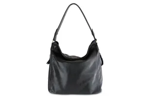 LOLA HOBO LEATHER HANDBAG IN BLACK