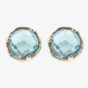 London Blue Quartz Prong Stud Earrings