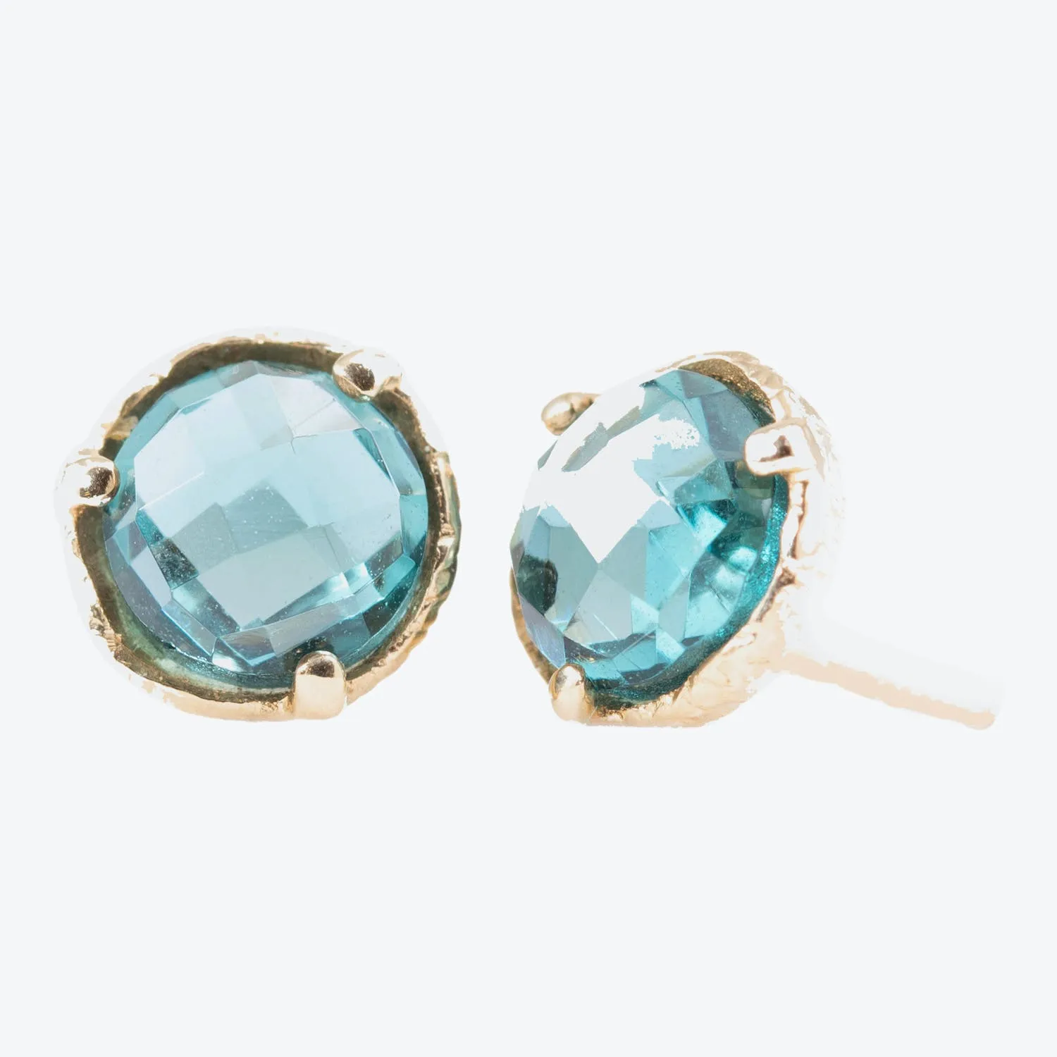 London Blue Quartz Prong Stud Earrings