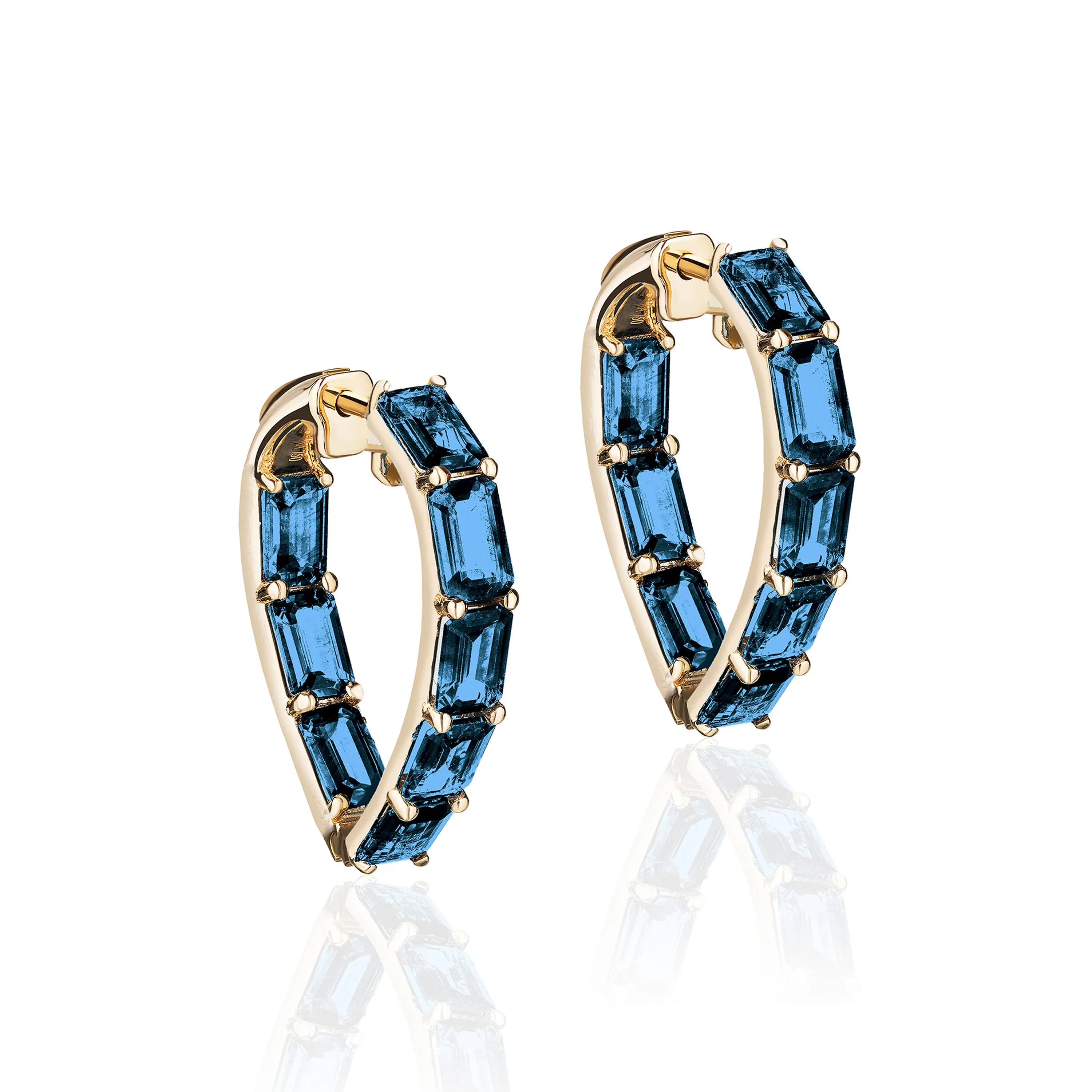 London Topaz Emerald-Cut Heart Hoops