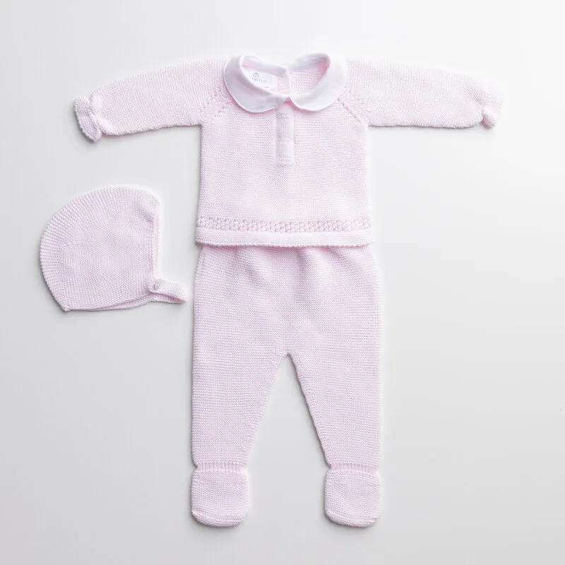 Londres Three Piece Knitted Outfit for Newborns – 100% Organic Cotton (Available in 4 Colors)