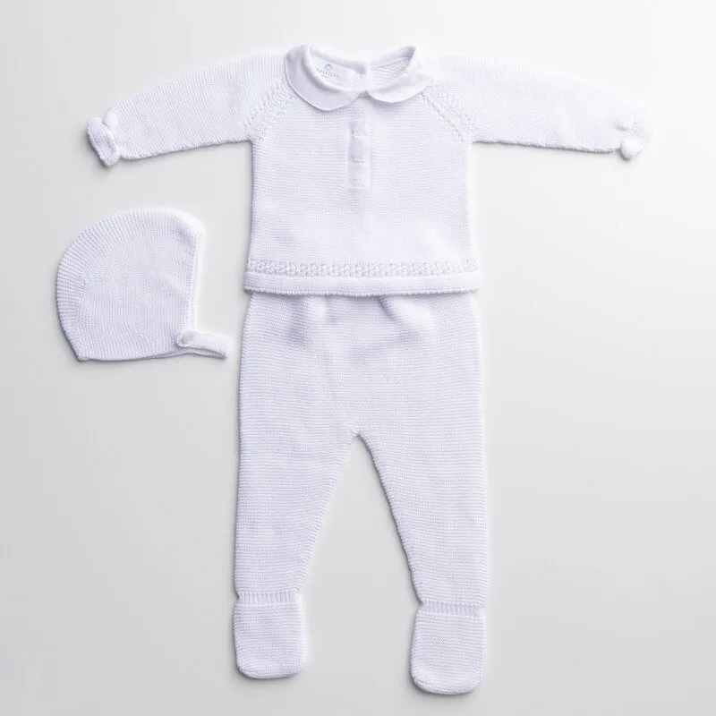 Londres Three Piece Knitted Outfit for Newborns – 100% Organic Cotton (Available in 4 Colors)