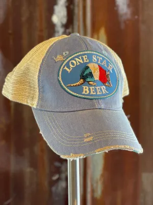 Lone Star Beer Armadillo Logo Hat- Distressed Sky Blue