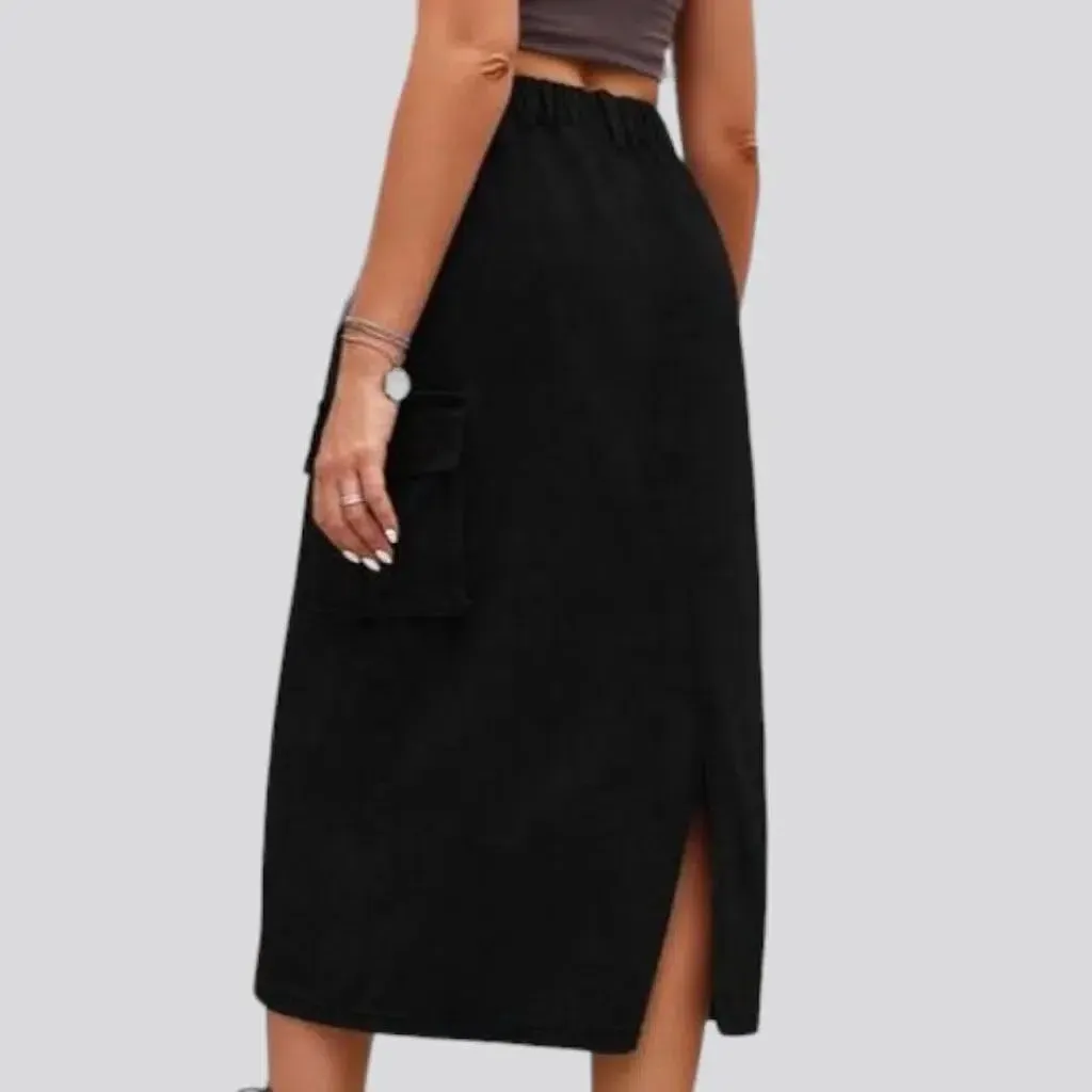 Long back-slit jean skirt
 for ladies