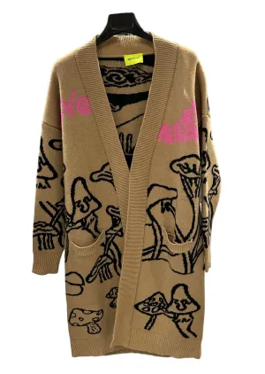 Long Camel Patterned Cardigan Licia