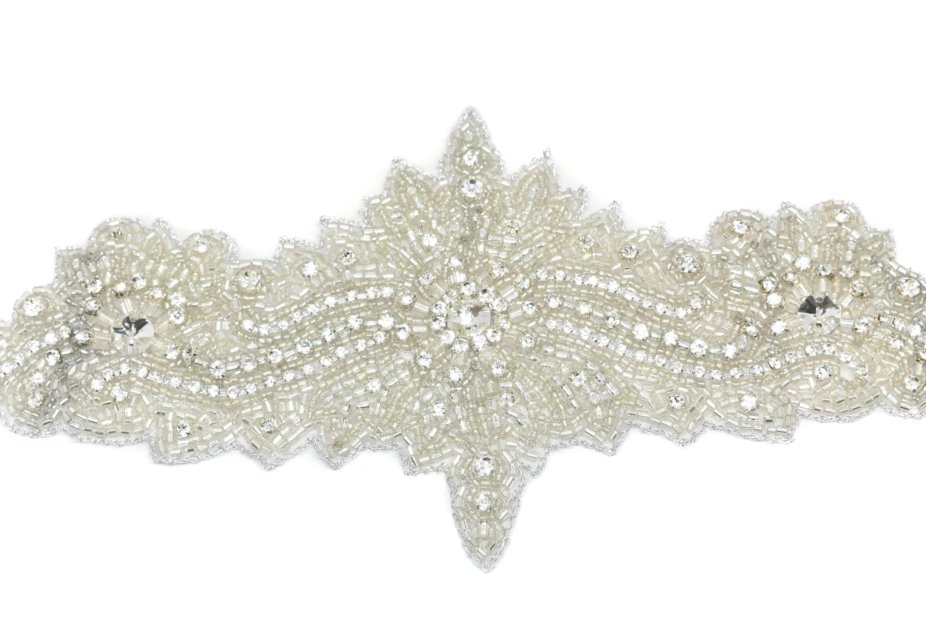 Long Elegant Floral Applique 18.25" x 4.75" - 1 Piece