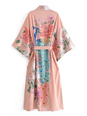 Long Kimono Peacock Beige