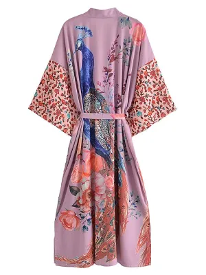 Long Kimono Peacock Lilac