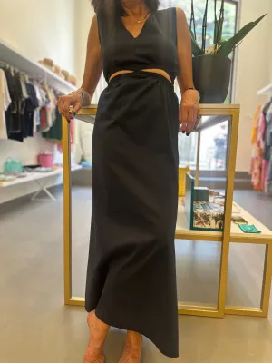 Long open sides Navy Dress