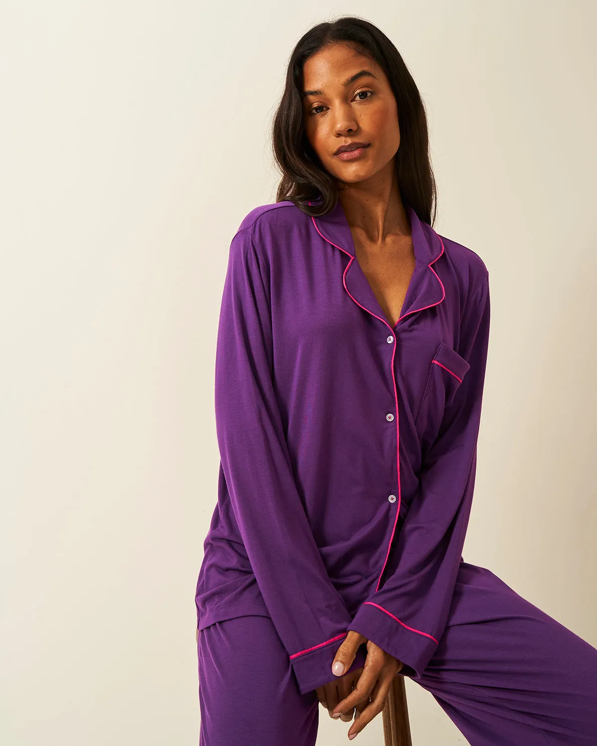 Long Pajama Set- Plum